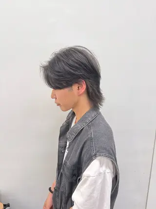 ミディアム カラー ヘアアレンジ メンズ 顔まわりカット の達人のヘアスタイル