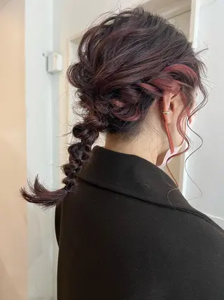 ミディアム カラー ヘアアレンジ ツキノキ ミナのヘアスタイル