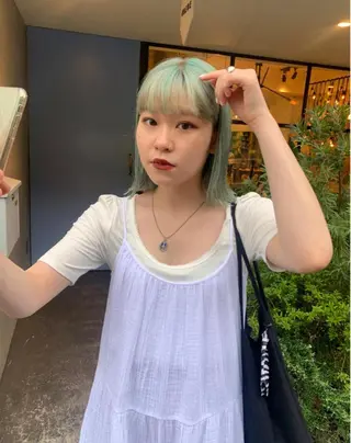 ミディアム カラー スパイラルパーマ 🌐hina⭐️のヘアスタイル