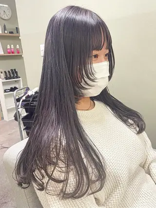 ロング カラー 髪質改善カラー&TR 縮毛矯正/弱酸性矯正のヘアスタイル