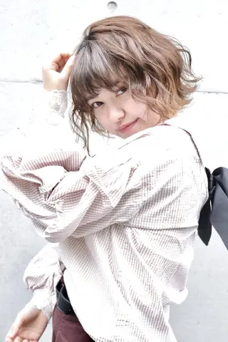 ミディアム カラー パーマ ヘアアレンジ 増子 幹樹のヘアスタイル