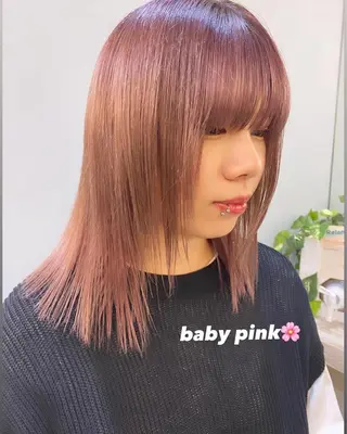 ミディアム カラー 顔周り/ブリーチなし /縮毛矯正🫧伊勢のヘアスタイル