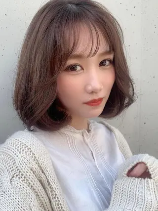 ミディアム カラー 透明感/オリーブ/ グレージュ/YUKAのヘアスタイル