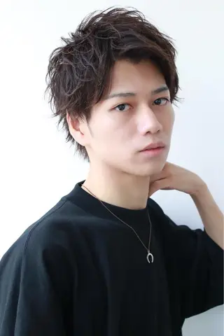 ショート カラー パーマ メンズ 赤み消し🌿 透明感カラー🫧のヘアスタイル