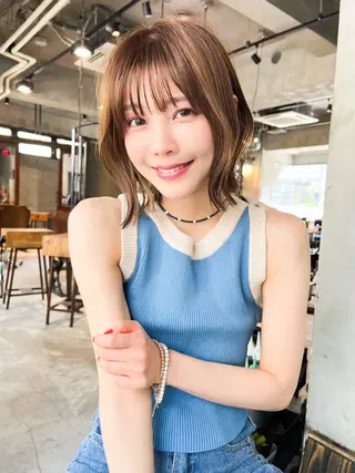 ミディアム カラー MUSASHI ブリーチカラー◎のヘアスタイル