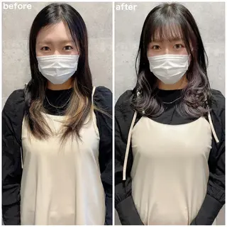 ミディアム カラー ヘアアレンジ 顔周りカット/髪質改 善/新宿/畑中稔里のヘアスタイル