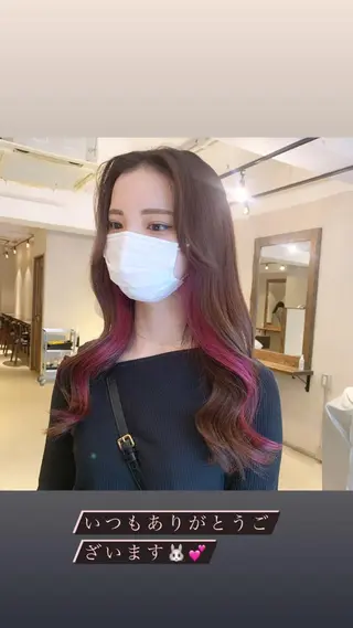 セミロング カラー 透明感/オリーブ/ グレージュ/YUKAのヘアスタイル