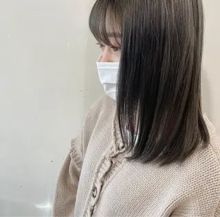 ミディアム カラー ブリーチなしで透け感 暖色カラーボブaoiのヘアスタイル