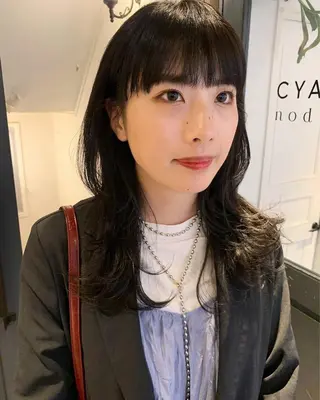セミロング カラー パーマ ヘアアレンジ メンズ キッズ ネイル マツエク・マツパ SALOWIN梅田茶屋町店所属・ウルフレイヤーカット /チヒロのヘアスタイル