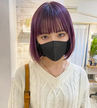 ミディアム カラー ブリーチなしカラー ダブルカラーエクステのヘアスタイル