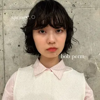 ショート パーマ ボブ/レイヤー/ニュ アンスパーマ/小夏のヘアスタイル