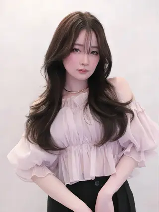 ロング カラー 映える顔周りカット ♥️韓国ヘア"ちぇるのヘアスタイル