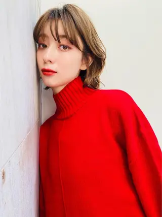 ミディアム MUSASHI ブリーチカラー◎のヘアスタイル