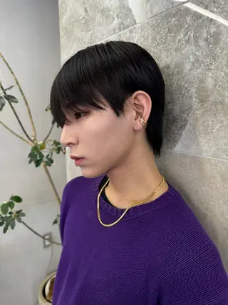 メンズ excia渋谷所属・曲がる縮毛矯正 センターパート/翼のヘアスタイル