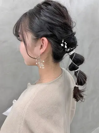 セミロング ヘアアレンジ ブームボックス所属・🐝ハイトーンカラー hachi🐝のヘアスタイル