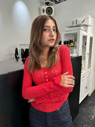 セミロング カラー ヘアアレンジ 艶ハイトーン/ヘア アレンジAYAKAのヘアスタイル