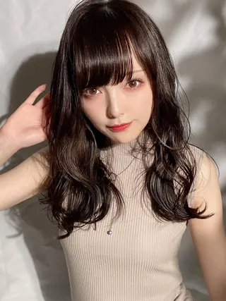 セミロング カラー パーマ 新宿✨顔周りカット 韓国ヘア/坂本亜裟海のヘアスタイル