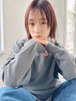 ミディアム カラー ヘアアレンジ 🤎ono/ 切りっぱなしボブ🤎のヘアスタイル