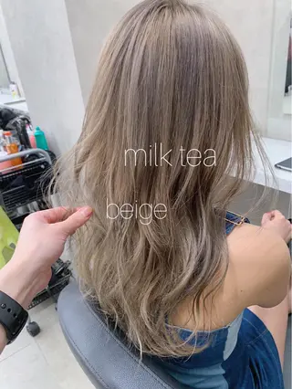 ミディアム カラー 柔らかbeige モトキのヘアスタイル