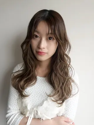 ロング パーマ/オリーブ/ 酸性ストレート/ゆなのヘアスタイル