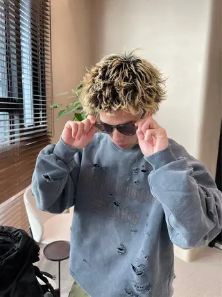 ショート カラー パーマ メンズ heavenly by HAVANA新宿所属・メンズショート/ピン パーマ/新宿/フウガのヘアスタイル