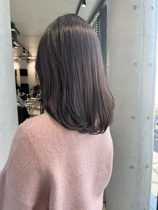 セミロング カラー パーマ ヘアアレンジ 透明感/オリーブ/ グレージュ/YUKAのヘアスタイル