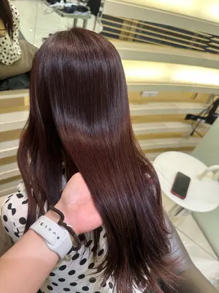 ロング カラー ヘアアレンジ タイトボブ個性派カラ ーAKANEのヘアスタイル