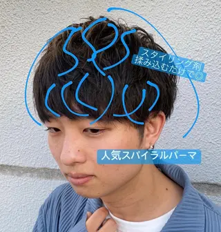 ミディアム パーマ メンズ 柳澤 和也のヘアスタイル