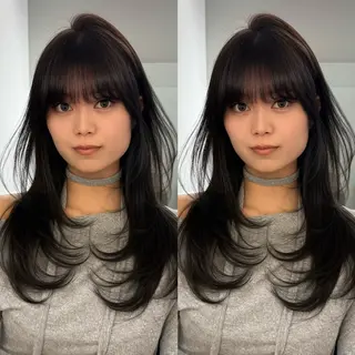 ロング カラー レイヤー/艶カラー /韓国ヘア/高松のヘアスタイル