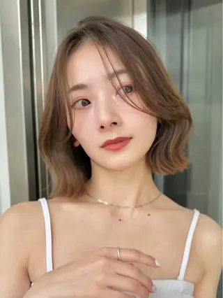 ミディアム けいし🐬ボブ 美髪縮毛矯正のヘアスタイル