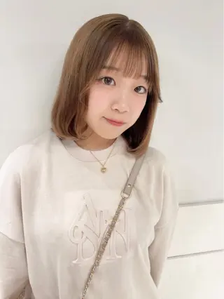 ミディアム カラー りおな/エクステ /ミルクティーカラーのヘアスタイル