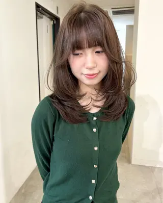 セミロング カラー mizuki/ピンク ベージュ.レイヤーのヘアスタイル