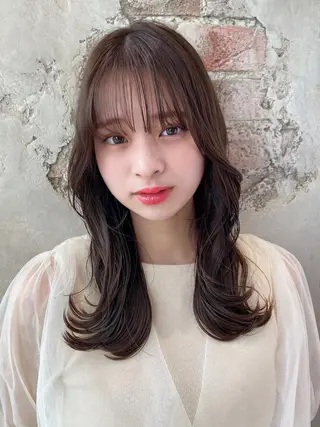 ミディアム カラー 顔周り/くびれヘア 韓国ヘア💕風間るなのヘアスタイル
