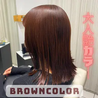 ミディアム YASU🍎CUT 赤系カラー/ヘアケアのヘアスタイル