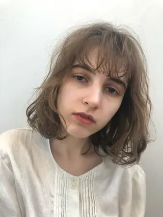ミディアム パーマ Ata.所属・kubo nozomiのヘアスタイル