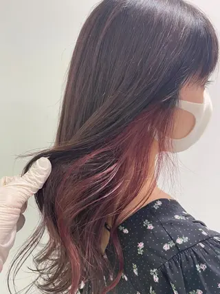 セミロング カラー パーマ ヘアアレンジ ネイル マツエク・マツパ 韓国風ベージュ🤎 赤みなし🌿横浜🤎のヘアスタイル
