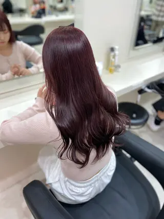 ロング カラー ワインレッド 🍒KAHOのヘアスタイル