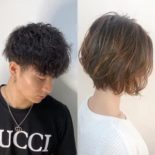 ショート パーマ メンズ特化/パーマ/ 骨格矯正カット/真人のヘアスタイル