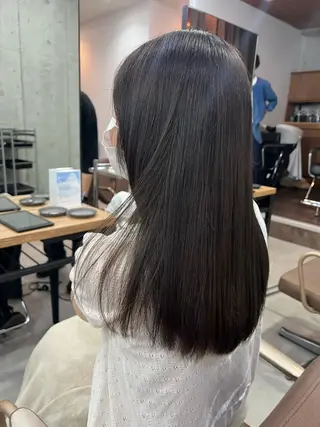 ロング カラー 切りっぱなしボブ/ ブリーチカラー/大塚のヘアスタイル