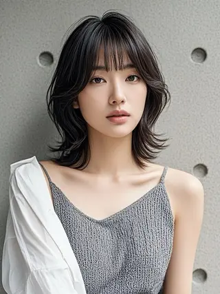 ミディアム ウルフカット 811 大阪梅田 ウルフのヘアスタイル