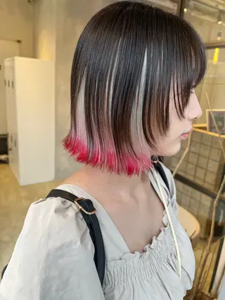 ミディアム 渋谷ハイトーン/ デザインカラー阿部のヘアスタイル