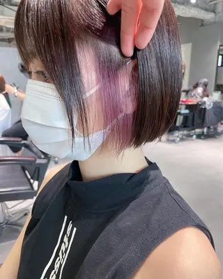 ショート 美髪矯正/艶カラー ボブ/栄/鐘ヶ江純也のヘアスタイル