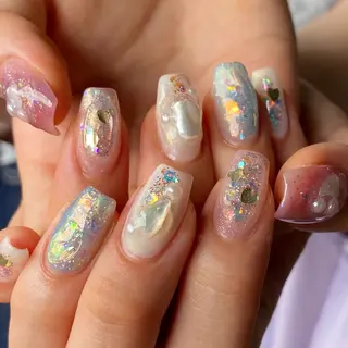 ネイル amuse 手書きニュアンスのネイルデザイン