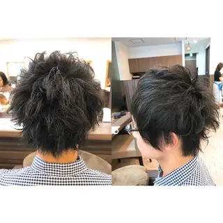 ショート パーマ メンズ 内野 光葉のヘアスタイル