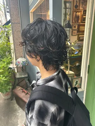 ショート パーマ 清水千優/パーマ/透 明感カラー/メンズのヘアスタイル