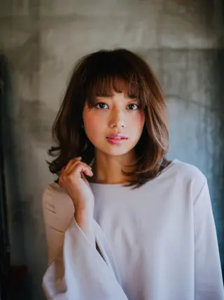 ミディアム カラー パーマ 松島祐介【店長／ トップディレクター】のヘアスタイル