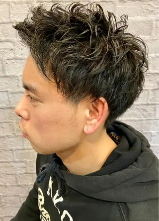ショート カラー パーマ ヘアアレンジ メンズ 💈メンズ特化 副店長松浦一聖💈のヘアスタイル