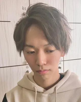 ショート カラー メンズ 髪質改善× ハイライト溝江のヘアスタイル