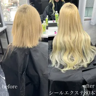 ロング カラー エクステ🩵ブリーチ 韓国ヘア🩵KAEのヘアスタイル