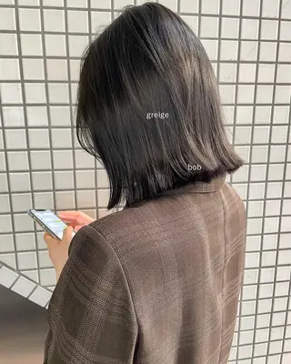 ミディアム カラー ボブ ブリーチ/miinaのヘアスタイル